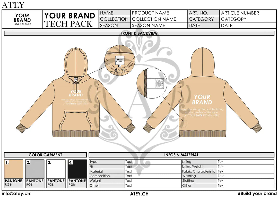 Hoodie Tech Pack Template Atey