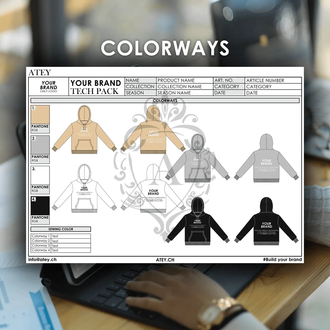 Hoodie Tech Pack Template Atey