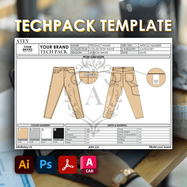 Denim Jeans Tech Pack Template Atey
