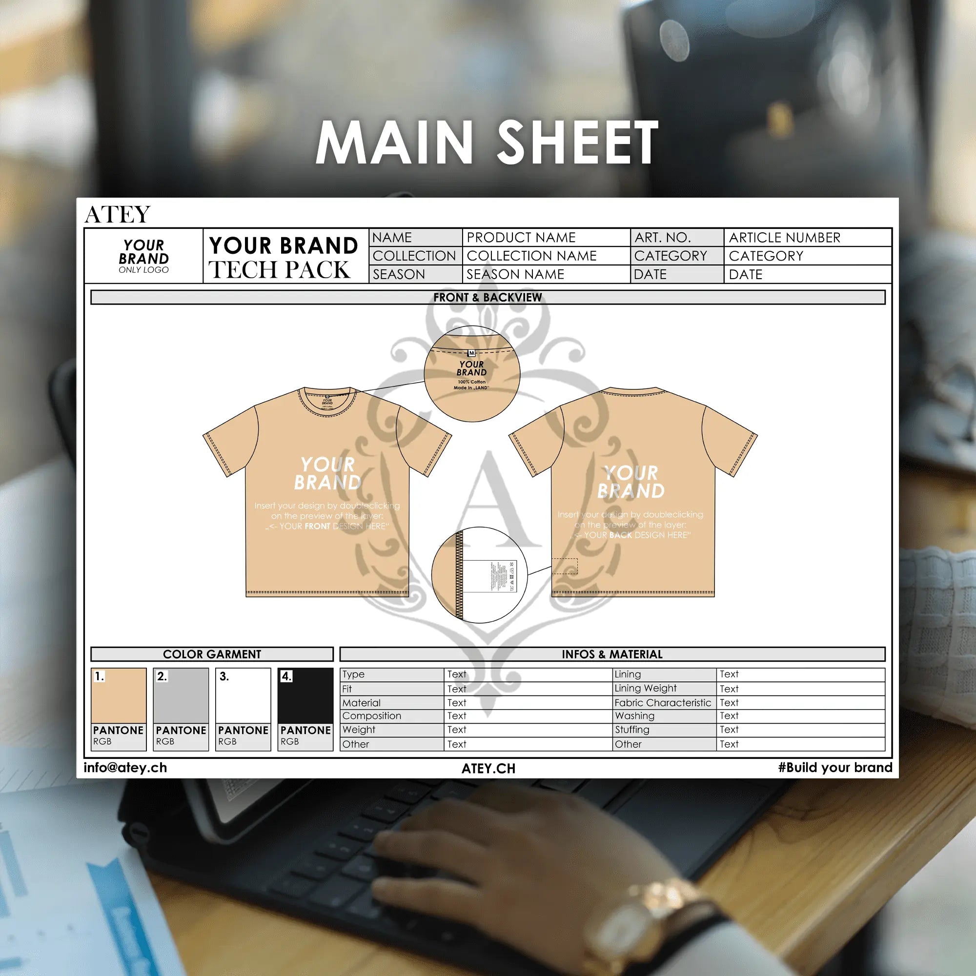 T Shirt Tech Pack Template Atey